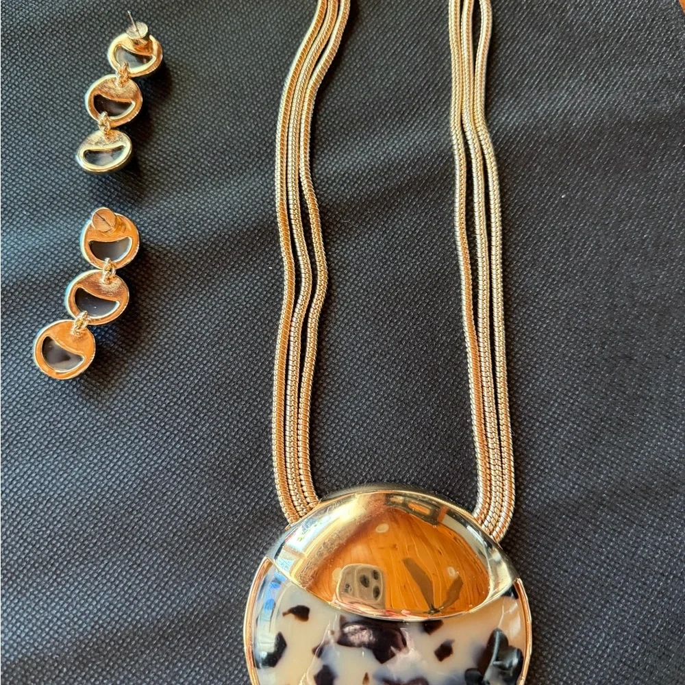 Chico's Gold and Tortoiseshell Necklace and Earrings Set - Picture 2 of 5
